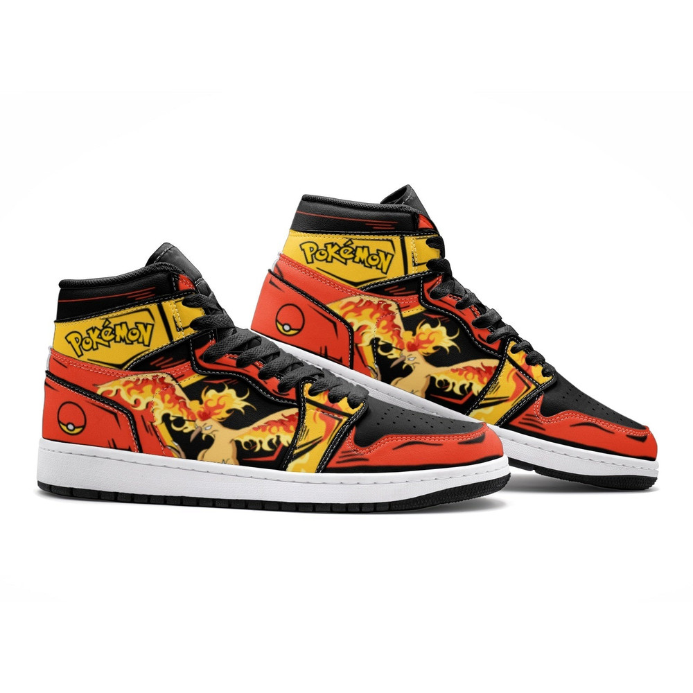 Moltres Pokemon JD1 Shoes, Moltres Pokemon Jordan 1 Shoes, Moltres Shoes, Pokemon Sneakers, Moltres Pokemon Shoes