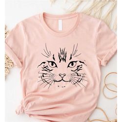 cat face shirt, cat lover shirt, cat mom shirt, gift for cats lover, kitten t shirt, animal lover shirt, cute cat lover