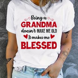 Women's Clothing Celebrate Mother's Day with a Blessed Grandma Print T-Shirt