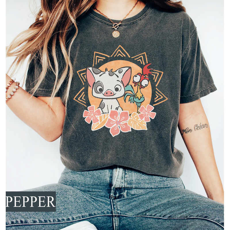Adorable Hei Hei and Pua Comfort Colors, Disney Moana Shirt, Disney Family Shirt, Disneyland Shirt, Disney World Shirt, Disney Shirt Women - 1.jpg