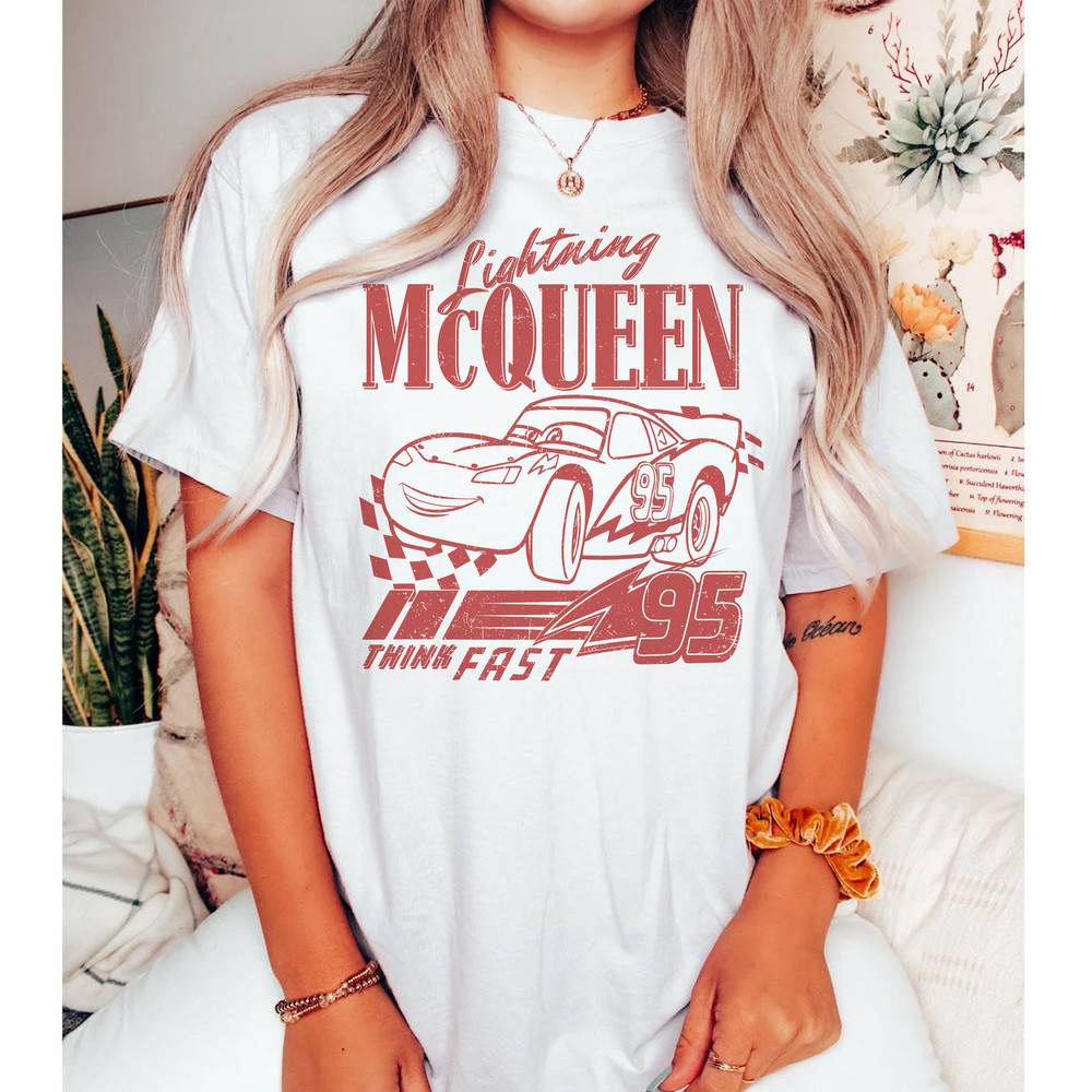 Comfort Colors Retro Lightning McQueen T-Shirt, Disney Cars Shirt, Cars Land Shirt, Disney Birthday Shirt, Disney Family Vacation Shirt - 3.jpg