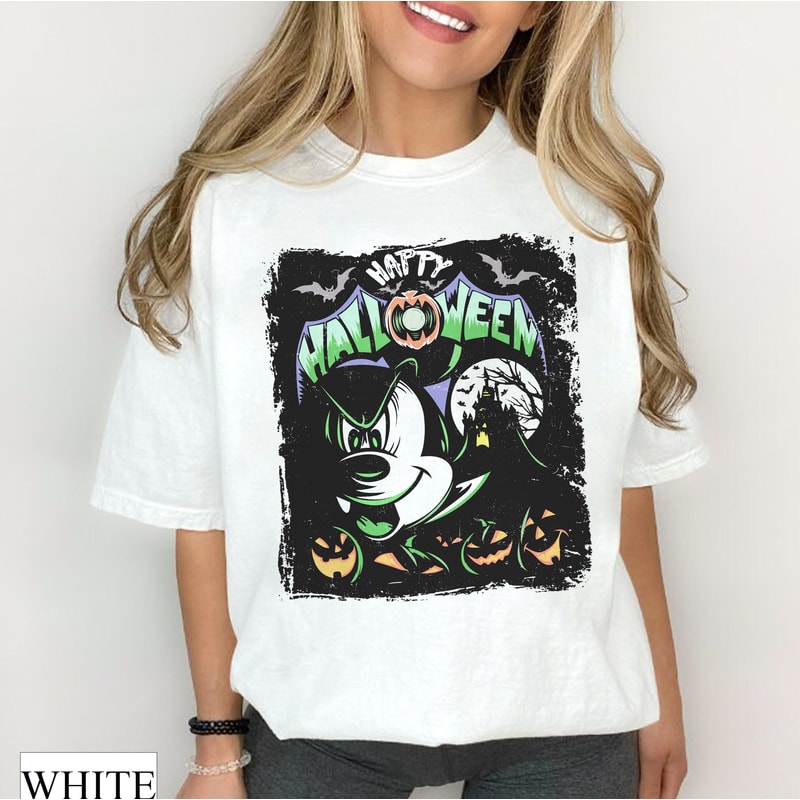 Happy Halloween Mickey Comfort Colors Tee, Disney Halloween Matching Shirt, Mickey Minnie Ears, Disney Halloween Party, Spooky Season Tee - 5.jpg