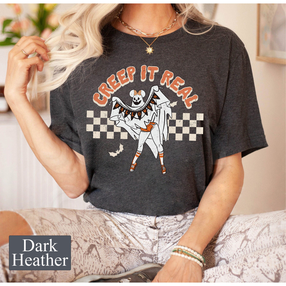 Retro Disney Minnie Ears Creep It Real Unisex Tee, Matching Disney Halloween Party Shirt Women, Halloween Family Gift, Spooky Fall Season - 1.jpg