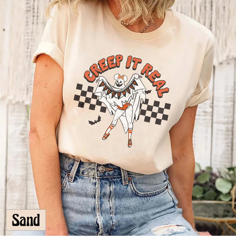Retro Disney Minnie Ears Creep It Real Unisex Tee, Matching Disney Halloween Party Shirt Women, Halloween Family Gift, Spooky Fall Season - 2.jpg