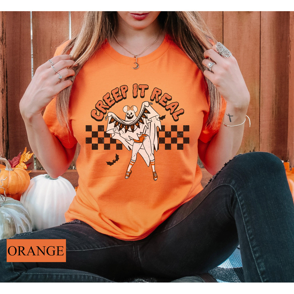 Retro Disney Minnie Ears Creep It Real Unisex Tee, Matching Disney Halloween Party Shirt Women, Halloween Family Gift, Spooky Fall Season - 4.jpg