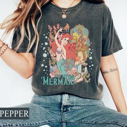retro little mermaid comfort colors, disney ariel shirt