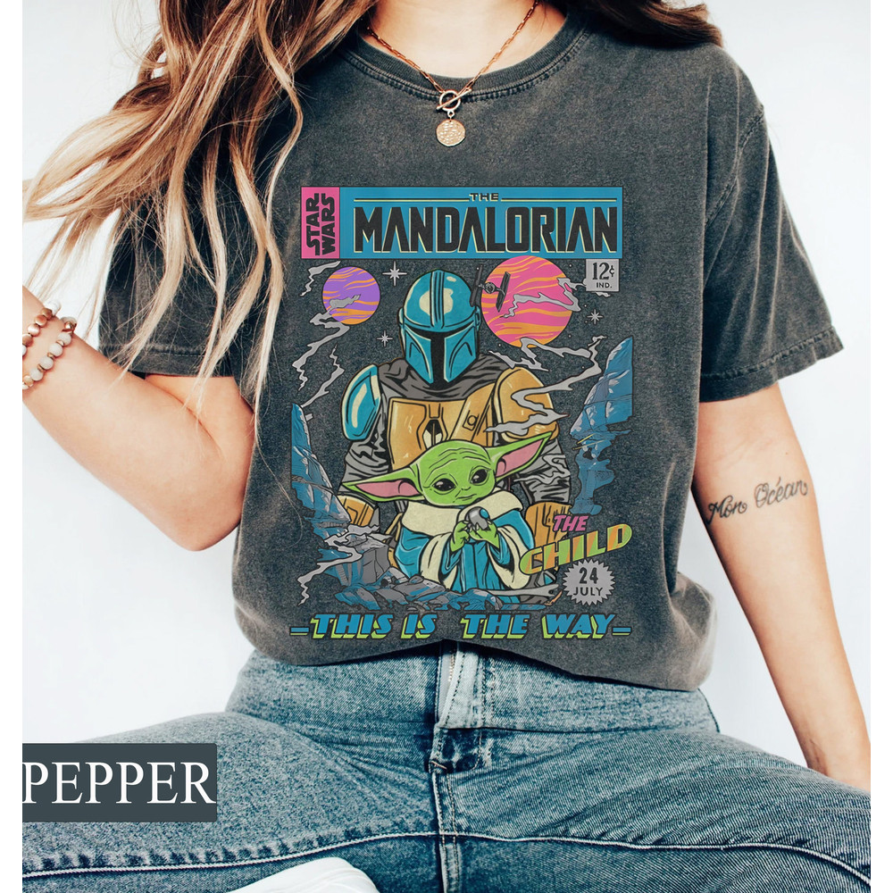 The Mandalorian Grogu Comfort Tee, The Child 24 July, Retro Mandalorian Shirt, Baby Yoda Shirt, Star Wars Shirt, Disney Shirt, Movie Fans - 1.jpg