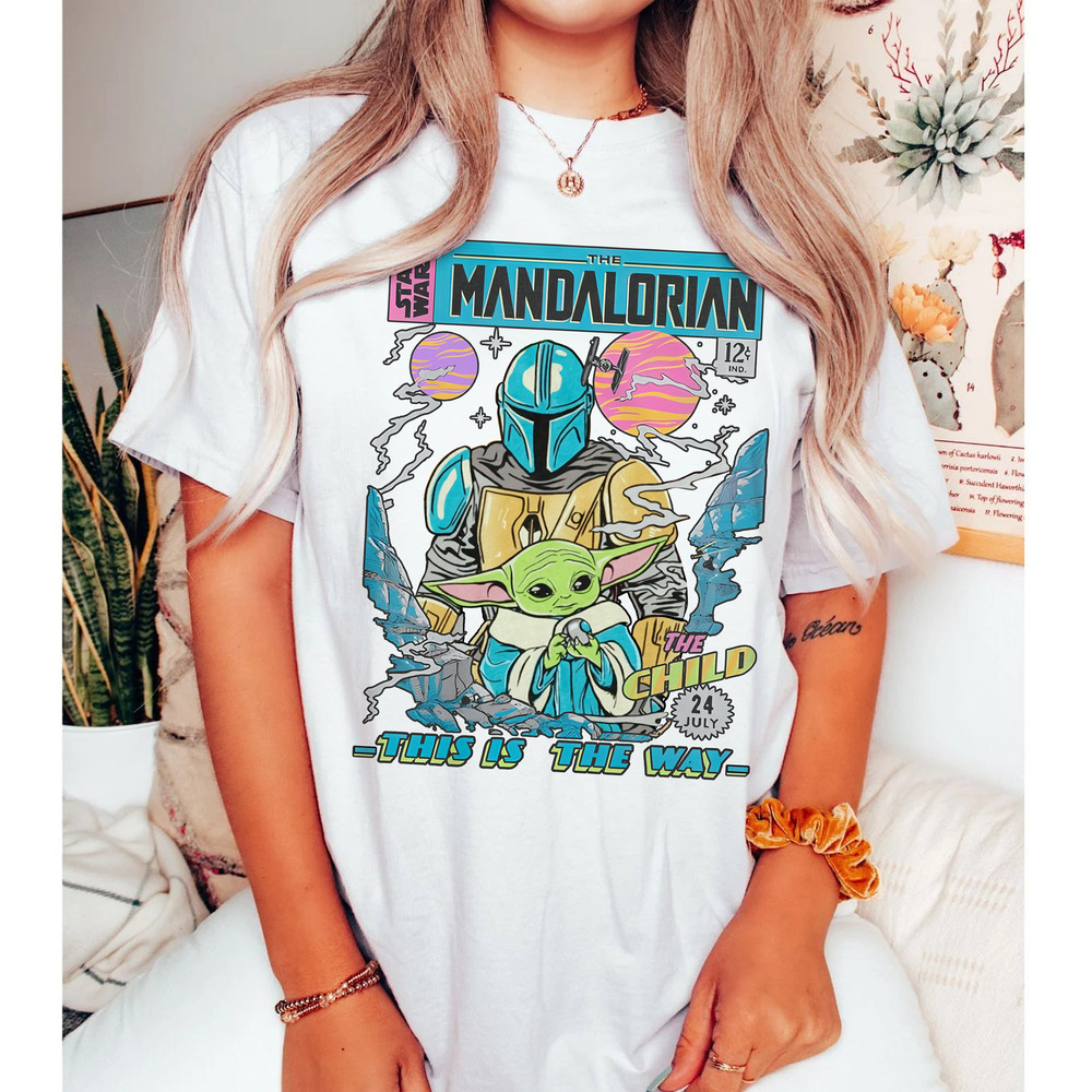 The Mandalorian Grogu Comfort Tee, The Child 24 July, Retro Mandalorian Shirt, Baby Yoda Shirt, Star Wars Shirt, Disney Shirt, Movie Fans - 3.jpg