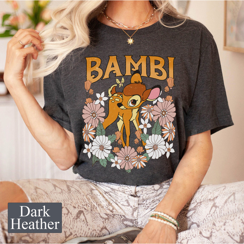 Vintage Floral Bambi Shirt, Disney Bambi Deer Shirt, Disney Character Bambi Birthday Gift, Disneyland Family Trip, Walt Disney World Shirt - 4.jpg