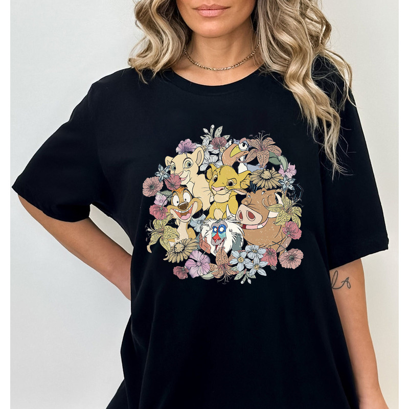 Vintage Floral Lion King Shirt, Timon and Pumbaa Shirt, Floral Disney Shirt, Disney Women Shirt, Disneyland Shirt, Disney Family Matching - 2.jpg