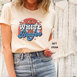 Red White and Boujee Tee, Retro Groovy 4th of July Shirt,Patriotic Rainbow Shirt, Memorial Day Tee,Happy 4th of July