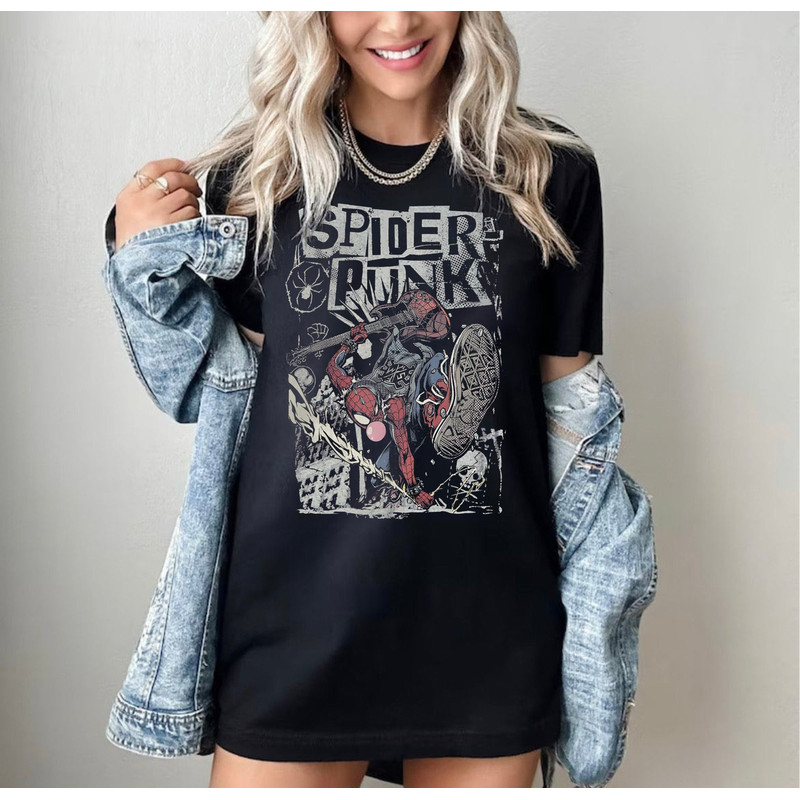 Vintage Spider Punk Comfort Tee, Spider-Punk Shirt, Spiderman Comic Shirt, Spider Man Across the Spider Verse Shirt, Marvel Fan Gift, MCU - 1.jpg