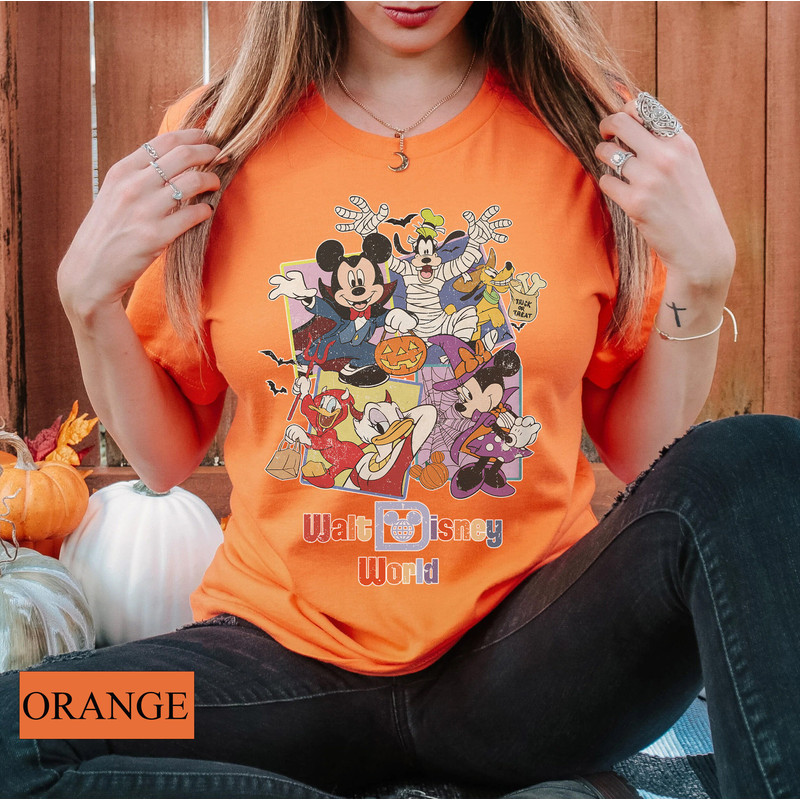 Vintage Walt Disney World Mickey Minnie Friends Trick or Treat Unisex Shirt, Disney Halloween Party Shirt, Disney Halloween Family Matching - 4.jpg