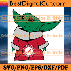 alabama crimson tide baby yoda, sport svg, footbal