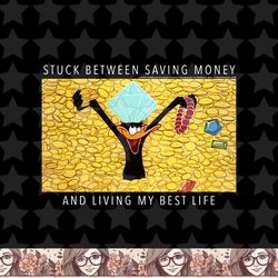 looney tunes daffy duck stuck between saving money meme png, sublimation, digital download