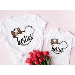 besties minnie shirt, mama minnie disney, leopard print bows shirt, disney shirt tee, disney matching tees, minnie mama