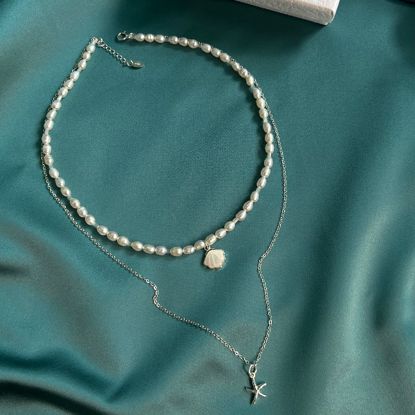 pearl silver necklace