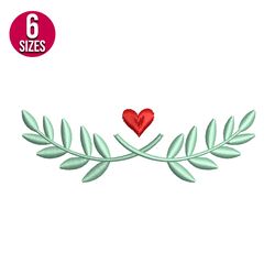 heart wreath embroidery design, machine embroidery pattern, instant download