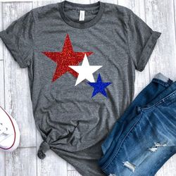 4th of july womens shirt, star glitter shirt glitter, 4th of july shirt, fourth shirt, patriotic shirt, 4th of july tee,