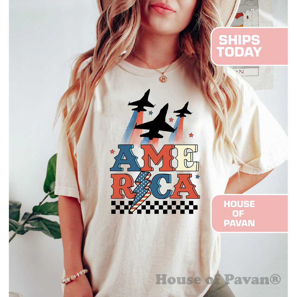 American Flyover, Independece Day Shirt, USA Shirt, Summer BBQ t-shirt, America shirt Comfort ColorsĀ®, 4th of July Shirt, USA Tshirt, Women - 1.jpg