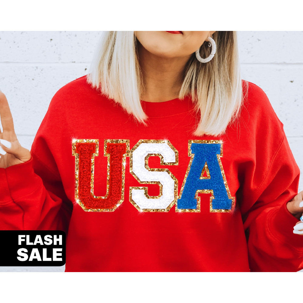 Chenille Patch 4th of July Shirt for Women, USA Shirt, Fourth of July 4th Mommy and Me Outfits Toddler Patriotic Shirt - 1.jpg