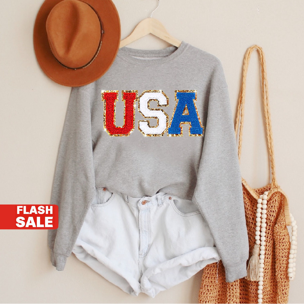 Chenille Patch 4th of July Shirt for Women, USA Shirt, Fourth of July 4th Mommy and Me Outfits Toddler Patriotic Shirt - 5.jpg