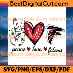 peace love falcons svg, sport svg, football svg, f