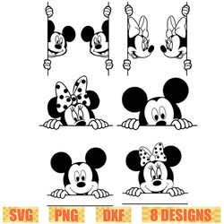 mickey mouse minnie peeking svg