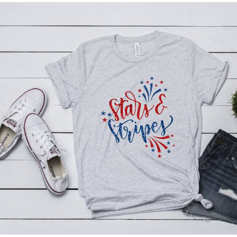 Patriotic 4th of July Shirt, Womens Tee, Merica, Stars and Stripes TShirt, 4th of July Graphic Tee, Glitter Stars and Stripes - 3.jpg