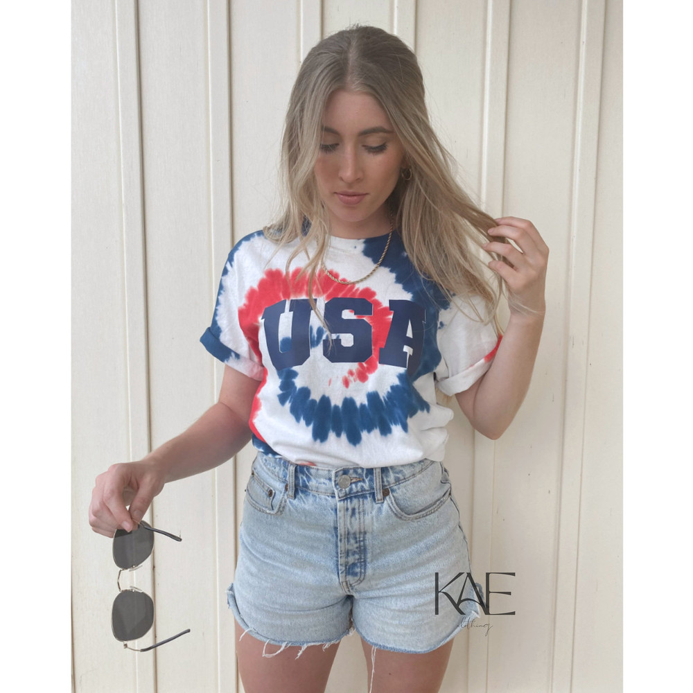 Tie Dye USA T-Shirt  Red White Blue  Fourth of July - 1.jpg