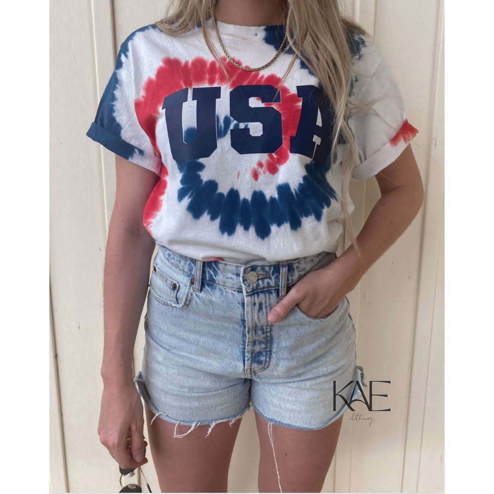 Tie Dye USA T-Shirt  Red White Blue  Fourth of July - 3.jpg