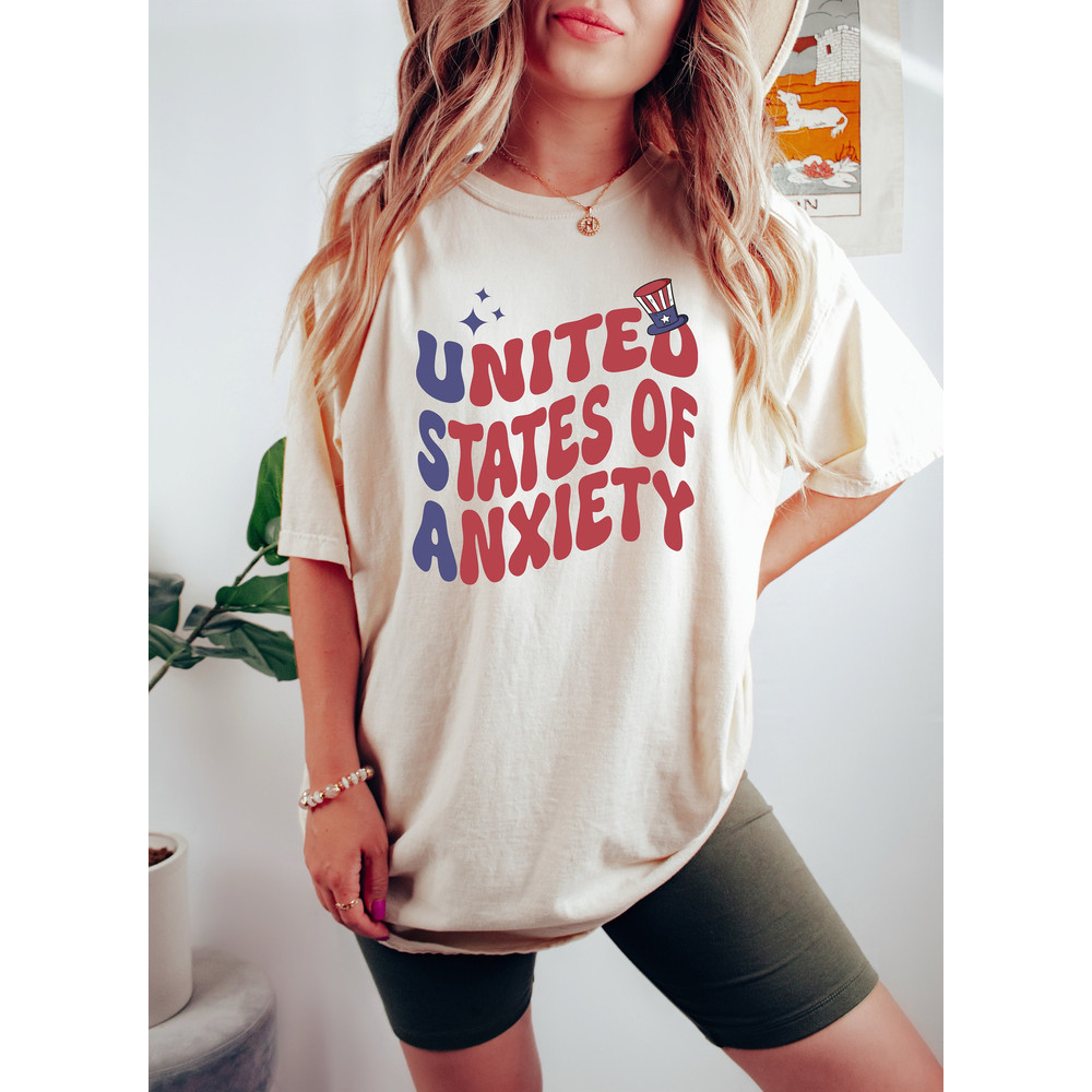 United States of Anxiety, Sarcastic USA Shirt, Funny 4th of July Shirts, Independence Day, Memorial Day, USA Crewneck, Christian 4th of July - 1.jpg