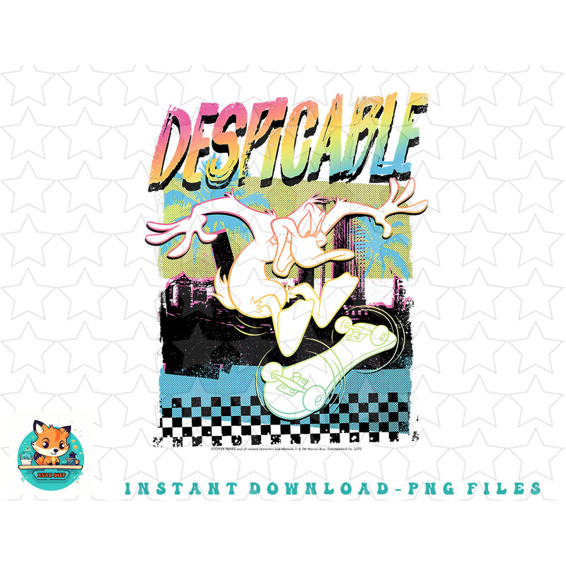 Looney Tunes Daffy Duck Rainbow Gradient Skate Pose png, sublimation, digital download.jpg