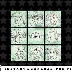 disney the little mermaid group shot sketched box up png, sublimation, digital download