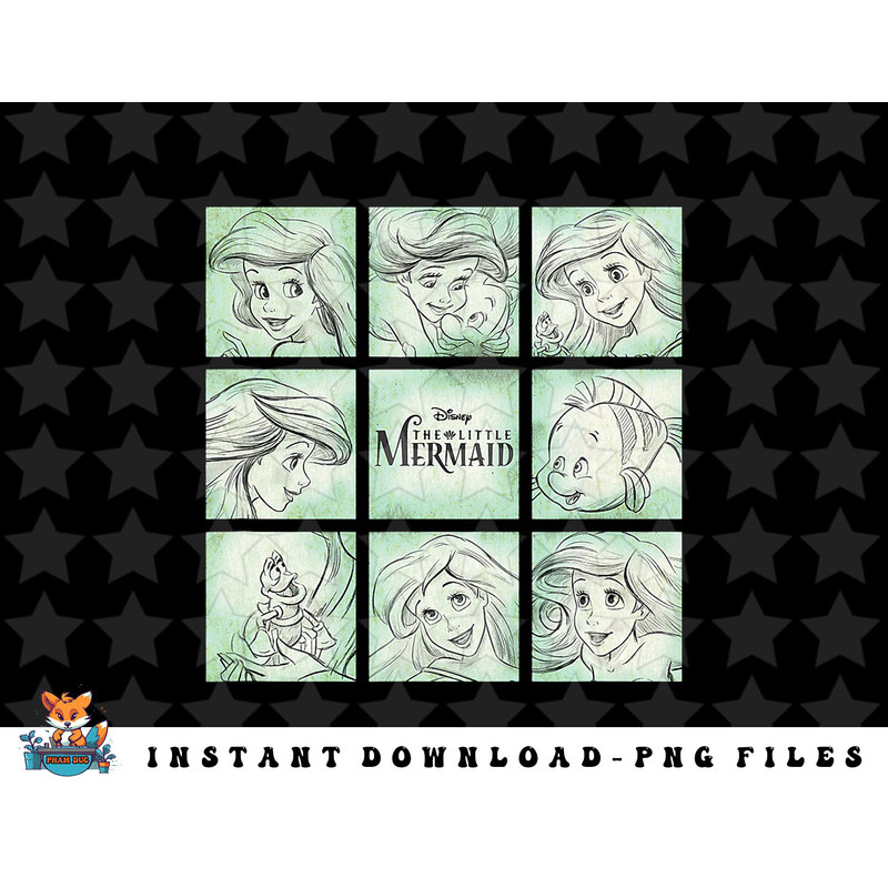Disney The Little Mermaid Group Shot Sketched Box Up png, sublimation, digital download.jpg
