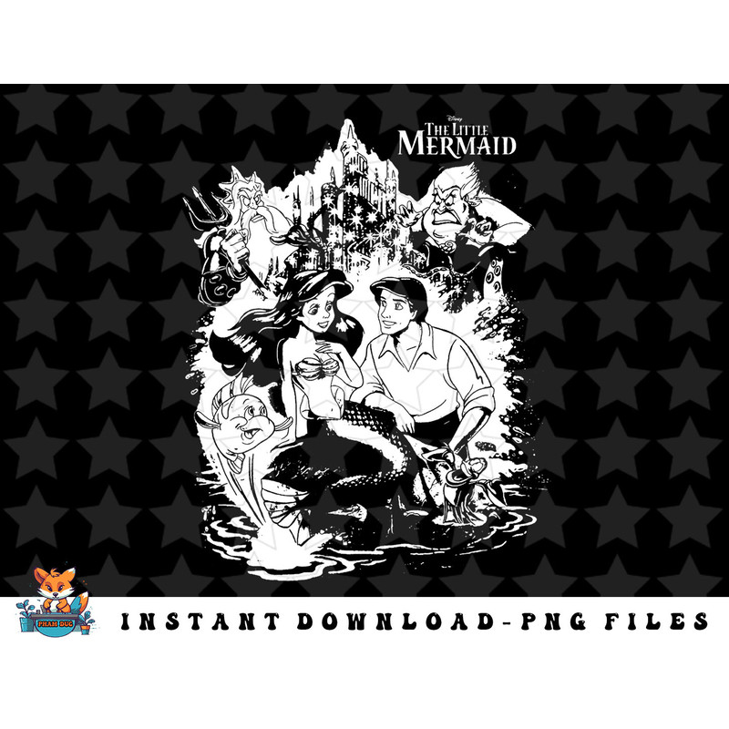 Disney The Little Mermaid Group Splash Poster png, sublimation, digital download.jpg