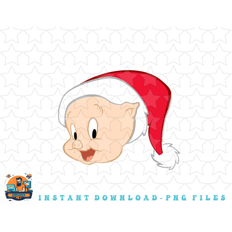 Looney Tunes Christmas Porky Pig Santa Big Face png, sublimation, digital download.jpg