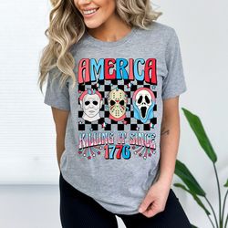 custom 4th of july horror movie tshirt, scary movie party in the usa,america shirt,killin' it since 1776,4th of july shi