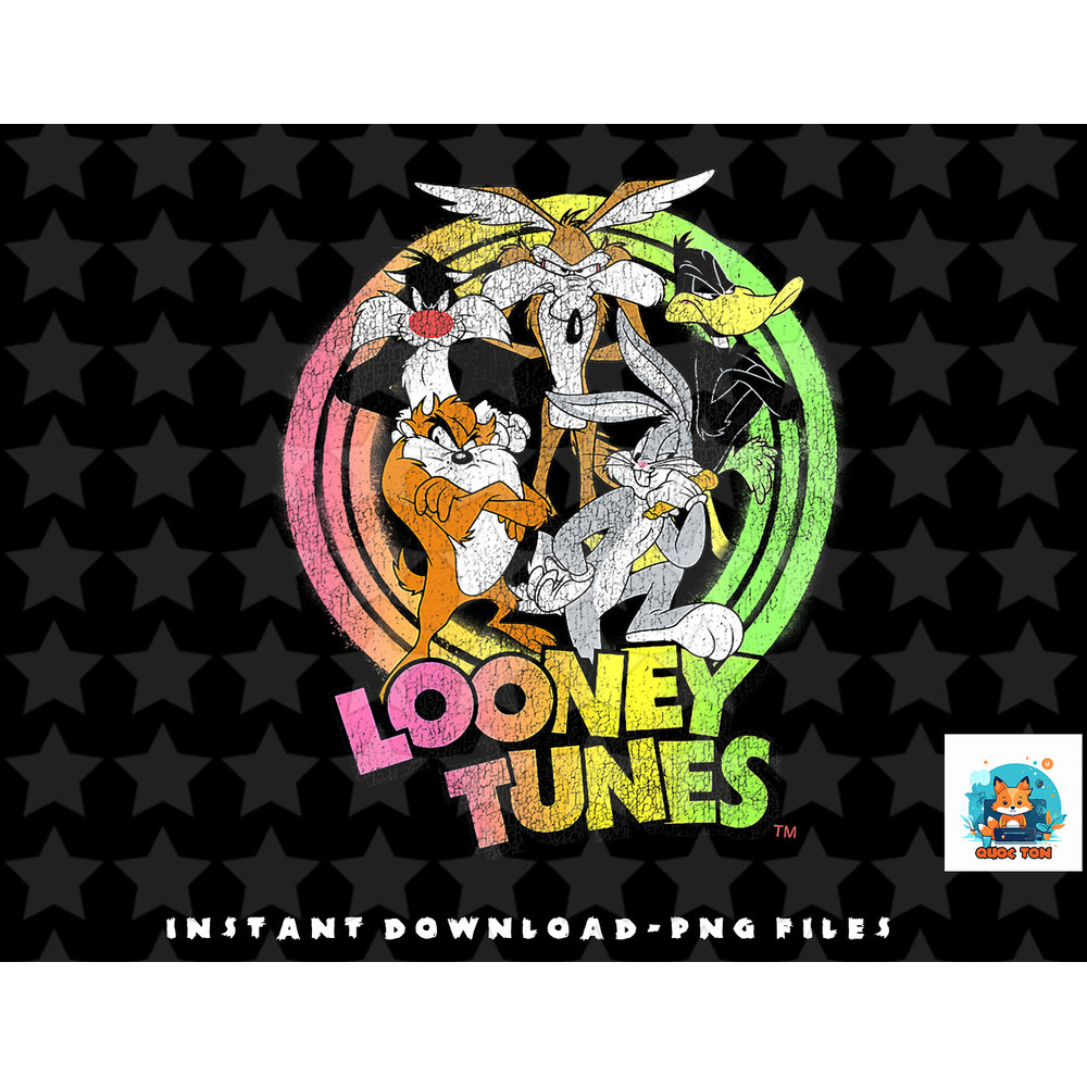 Looney Tunes Group Shot Rainbow Neon Gradient Logo png, sublimation, digital download.jpg