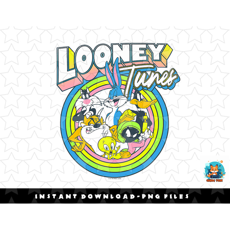 Looney Tunes Group Shot Retro Neon Bullseye png, sublimation, digital download.jpg