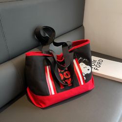 cute tote bag color matching large capacity student shoulder bag