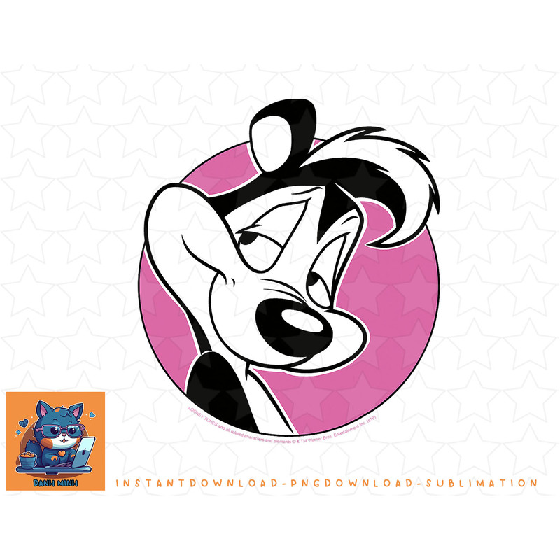 Looney Tunes Pepe Le Pew Pink Circle Portrait png, sublimation, digital download.jpg
