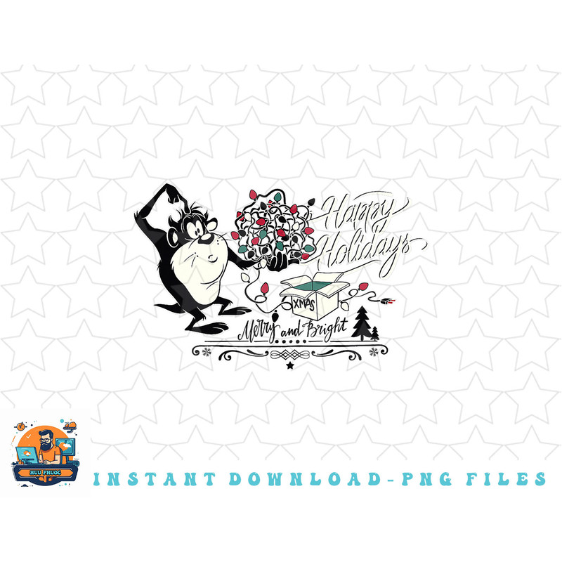 Looney Tunes Christmas Taz Happy Holidays Merry And Bright png, sublimation, digital download.jpg