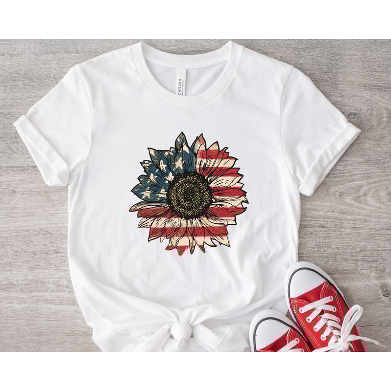 America Sunflower Shirt, USA Flag Flower T Shirt, Gift For American, 4th Of July Flag Graphic T-Shirt, Freedom T Shirt, Independence Shirt - 2.jpg