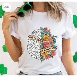 sarcastic anxiety shirt, funny saying outfit, floral therapy vneck tshirt, flowers brain graphic tees, mental health clo