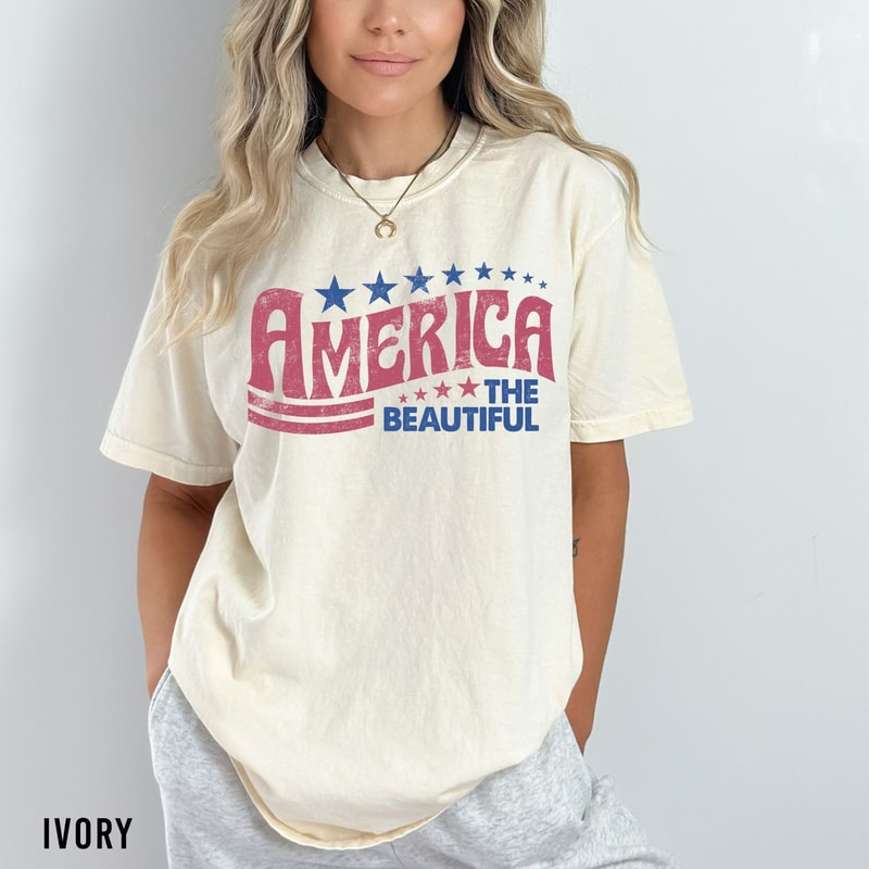 Retro America Usa Patriotic T shirt, Memorial Day Shirt, Patriotic Shirt, Womens July 4th Shirt, American Shirt, America The Beautiful Tee - 1.jpg