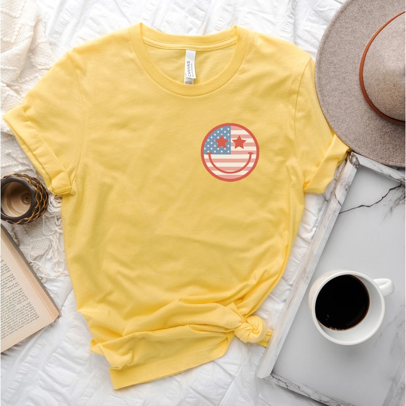 Retro Smiley USA Flag Shirt, 4th of July Tee, Retro Funny Fourth Shirt, Womens 4th Of July Shirt, America Patriotic Shirt, Independence - 4.jpg