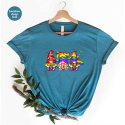 pride month tshirt, cute gnome graphic tees, lgbtq clothing, bisexual gifts, lgbt t-shirts, pride shirt, gay outfit, tre