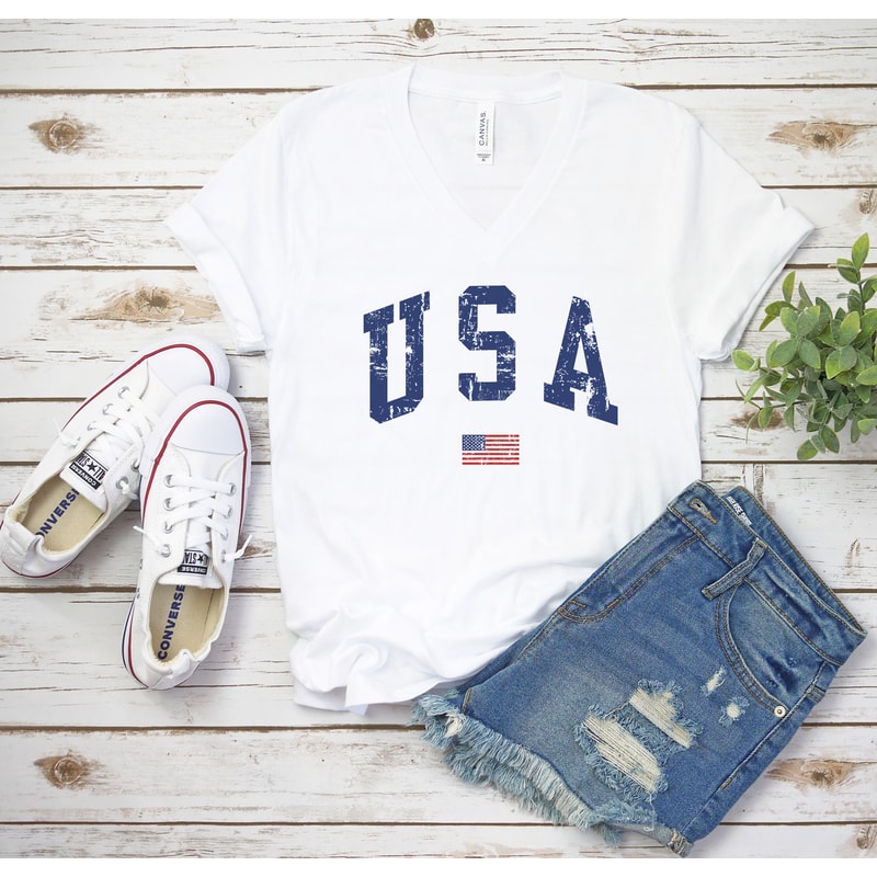 USA Distressed Shirt T-Shirt, 4th Of July Shirt, Patriotic Shirt, USA Shirt, America Shirt, Gift For Her, Cute USA Shirt - 7.jpg