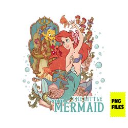 vintage little mermaid png, ariel png, little mermaid png, the little mermaid png, pincess disney png, halle bailey png